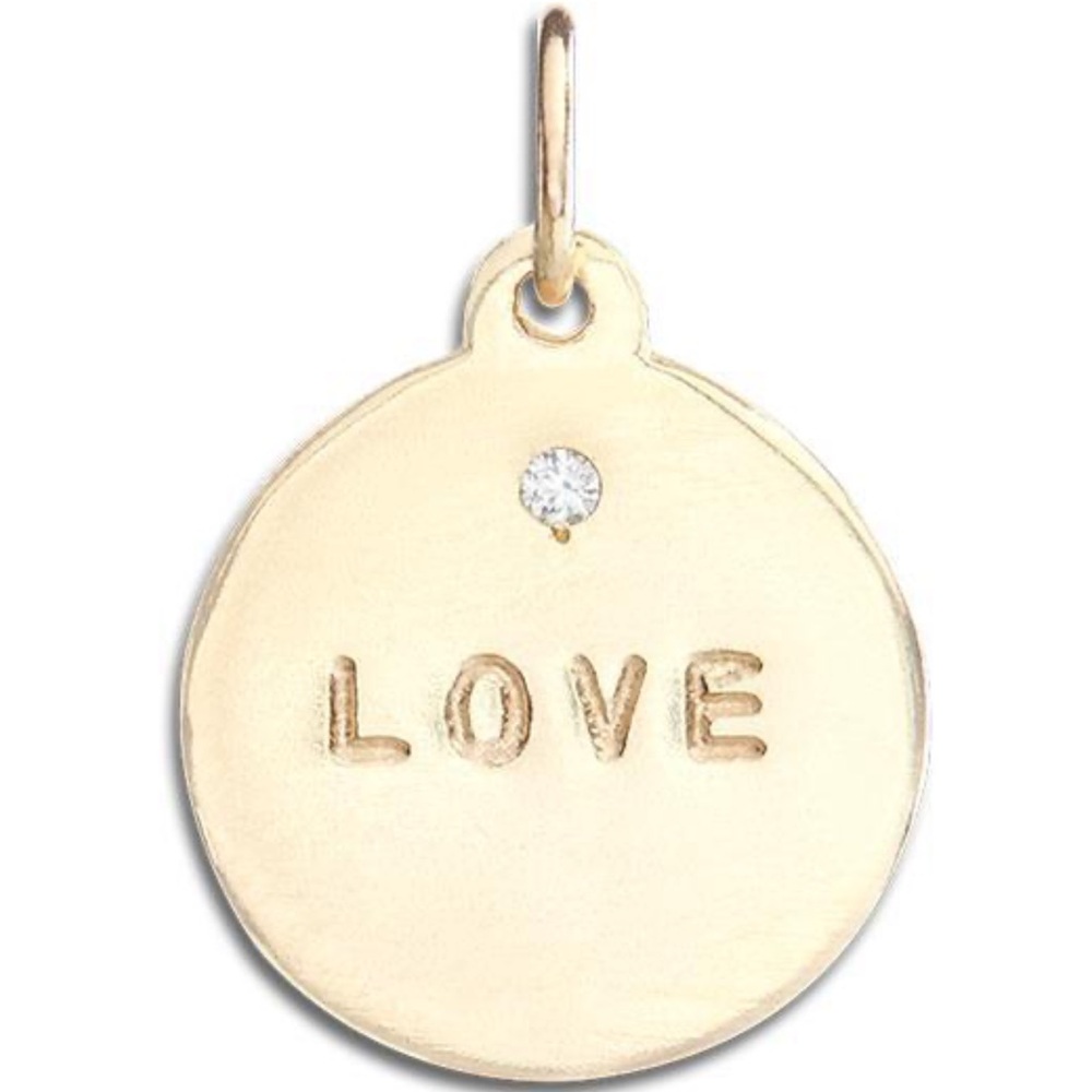Helen Ficalora 14k solid gold love disk charm with single diamond